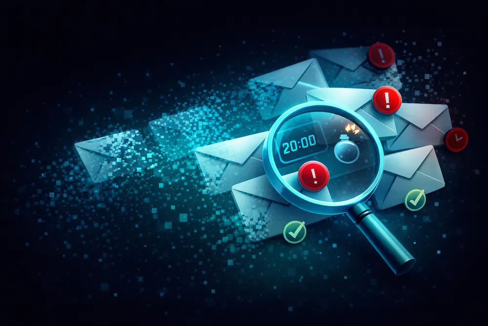 Detecting disposable and temporary email addresses with magnifying glass and expiration timer